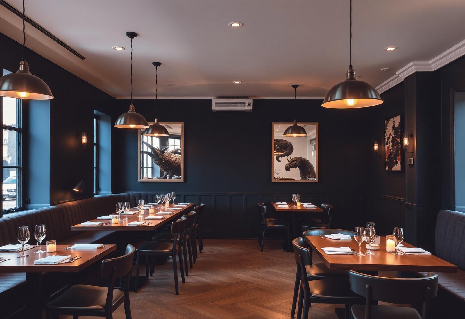 Restaurangmiljö med varma pendlar